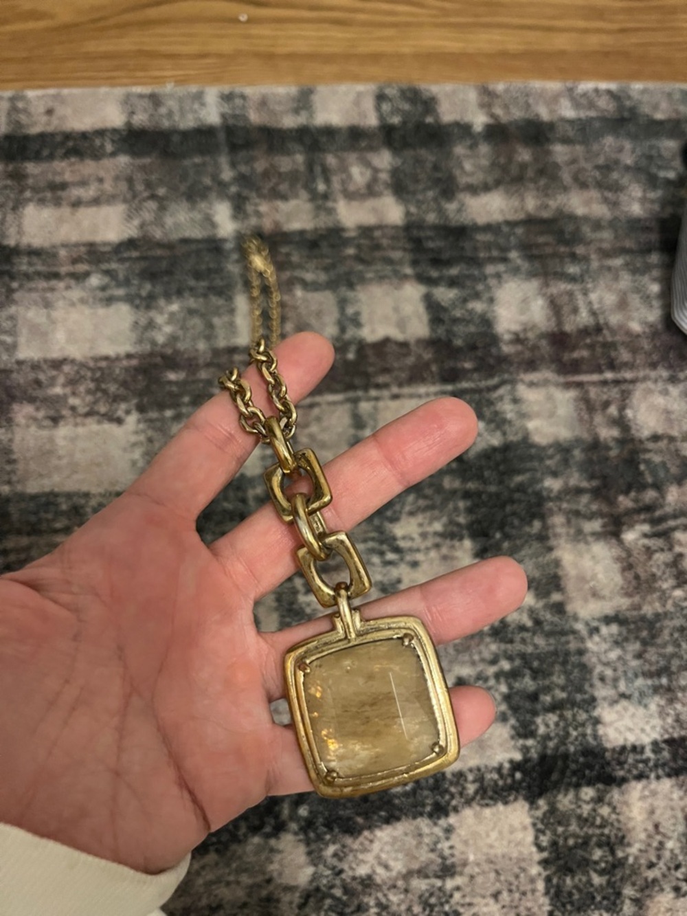 Ann Taylor long chain link necklace with stone pendant